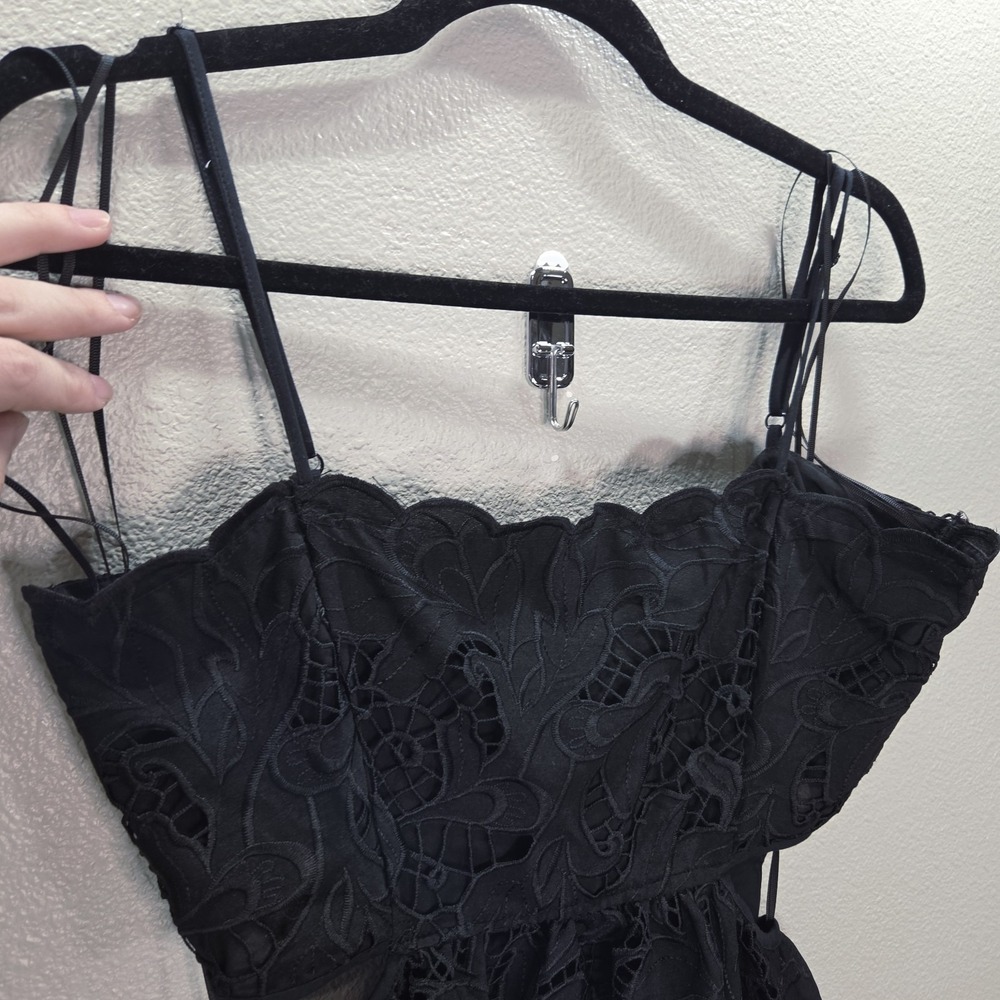 Express Black Lace Cutout Back Dress Spaghetti Strap Fit Flare Small - Picture 7 of 14